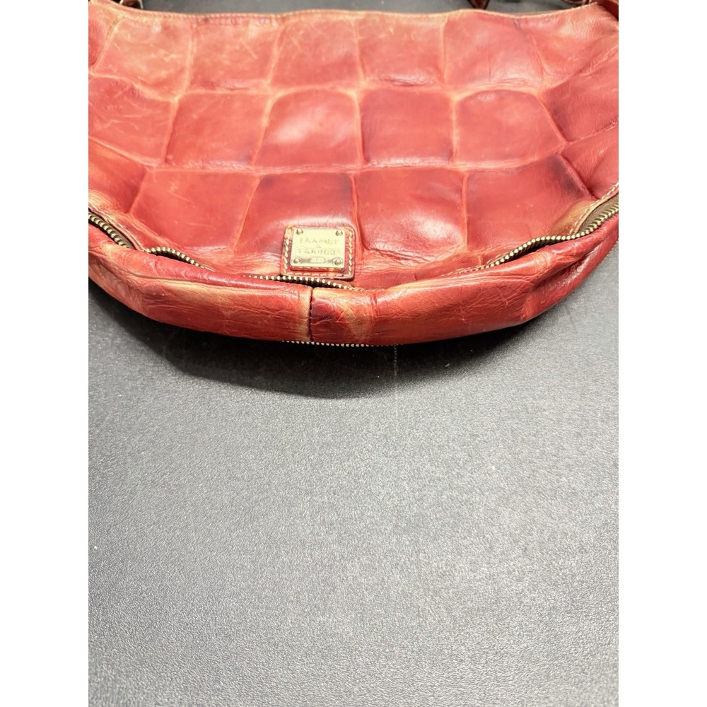 Dooney & Bourke Red Croc Embossed Patchwork Leather Hobo Shoulder Bag Vintage - Picture 3 of 9